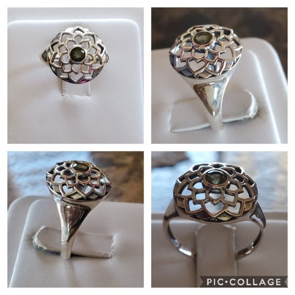 Genuine Czech Moldavite Lotus Ring 7.5 & 8 - Picture 3 of 7